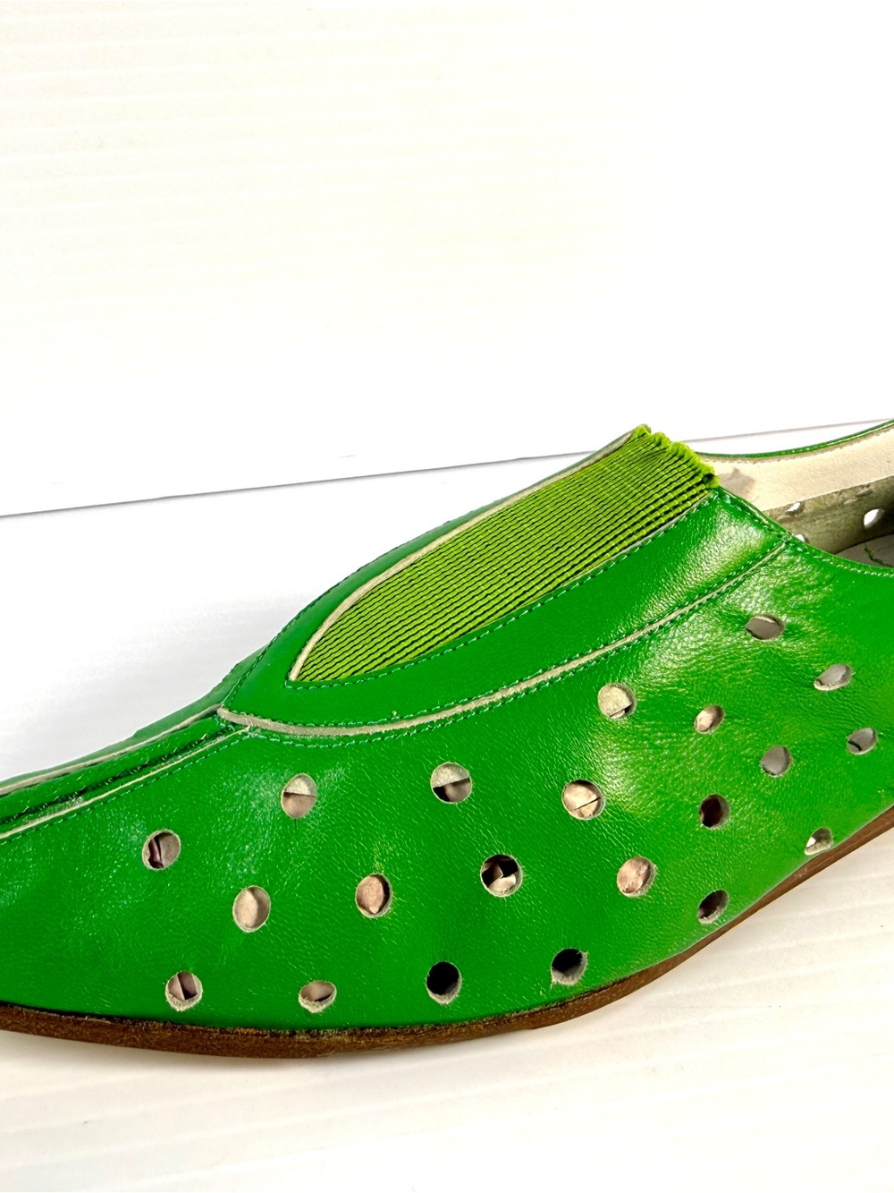 Green Perforated Slip-On Women's Loafers - Picture 5 of 12
